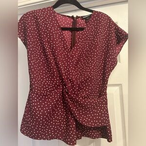 Express Red Wrap Blouse with V-Neck